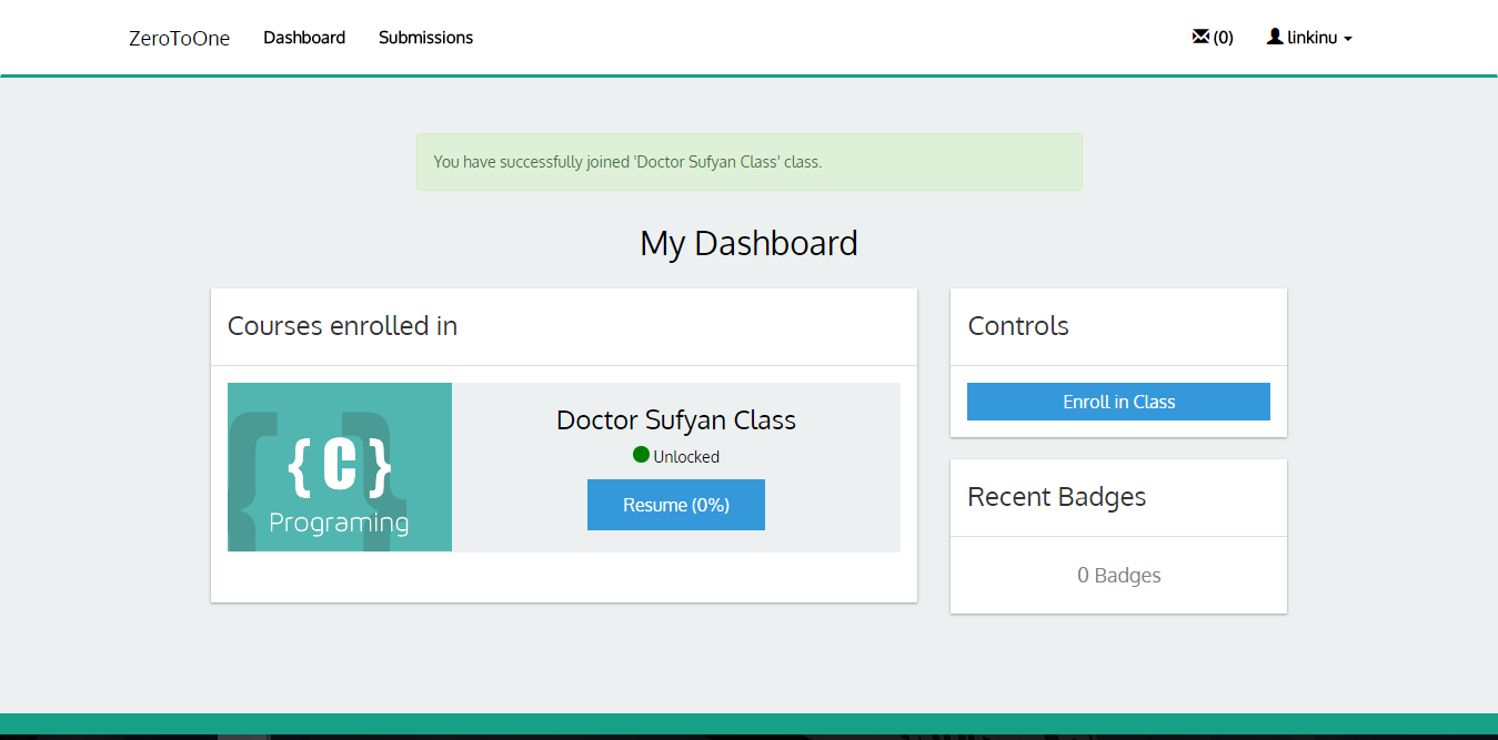 Student dashboard in homework platform