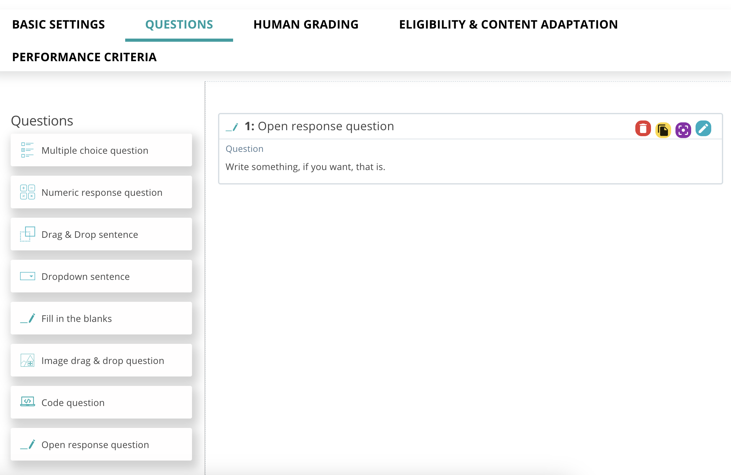 Supported question types in CMS