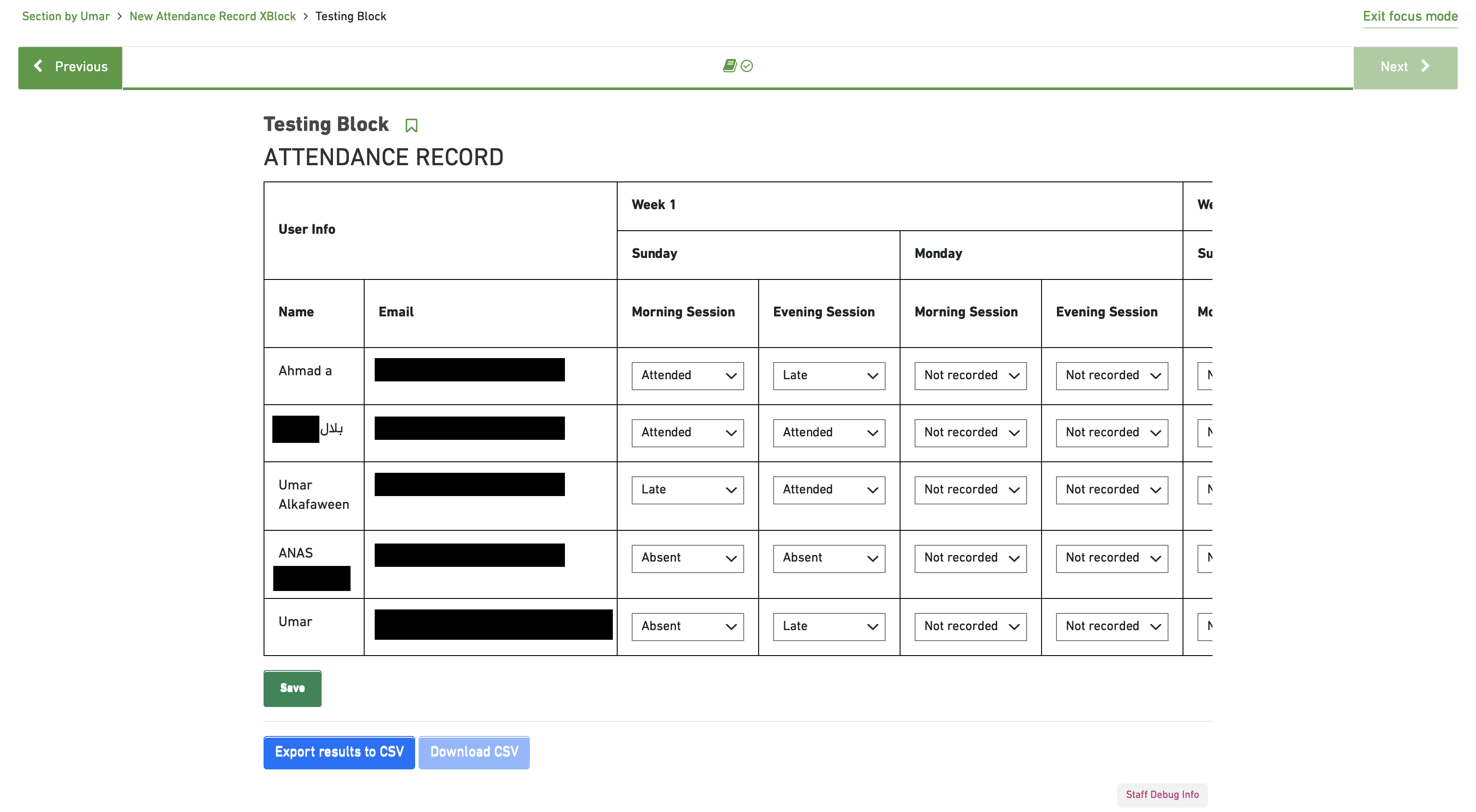 Attendance Record XBlock